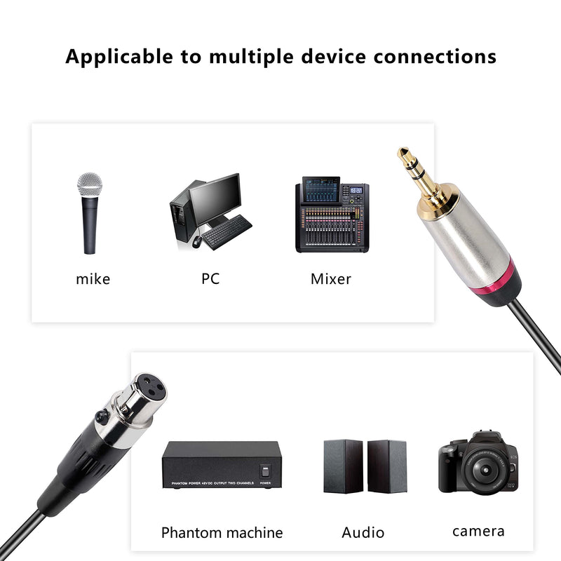  [AUSTRALIA] - XMSJSIY 3.5mm 1/8 to Mini XLR Adapter Cable, 1/8 inch TRS tereo Audio to Mini XLR 3 Pin Female Converter Cable for Cameras Microphones Headphone-3.3 Feet- Mini XLR Female