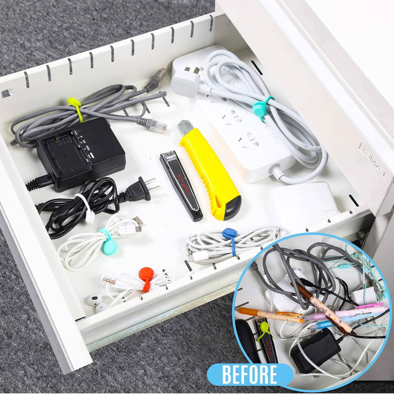  [AUSTRALIA] - Magnetic Cable Ties 10 PCS Reusable Cable Organizers Earbuds Cords USB Cable Manager Keeper Wrap Ties Straps Bookmark Clips Whiteboard Noticeboard Fridge Magnets for Office, School, Home Organization