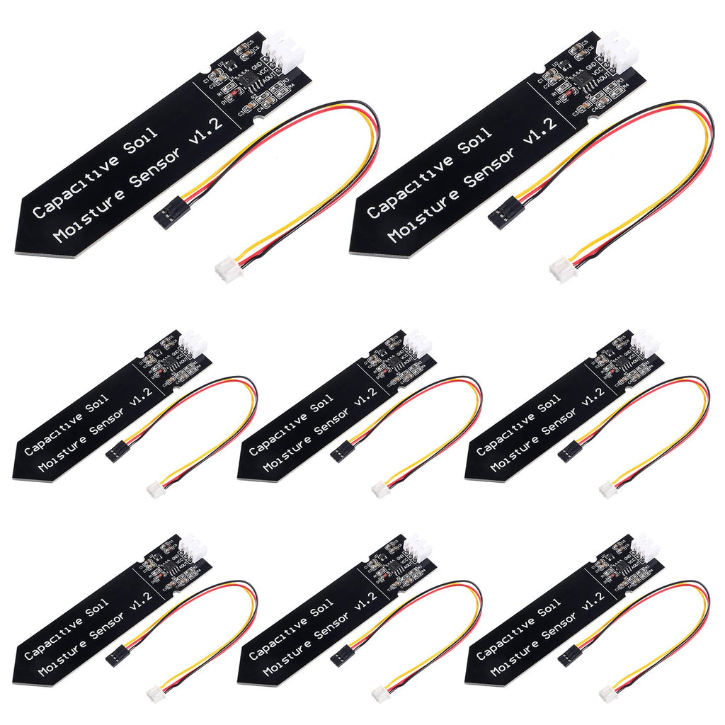  [AUSTRALIA] - DORHEA 8Pcs Capacitive Soil Moisture Sensor Corrosion Resistant Module Wide Voltage Wire Analog Capacitive Soil Moisture Sensor for Moisture Detection Garden Plants Watering DIY Kits