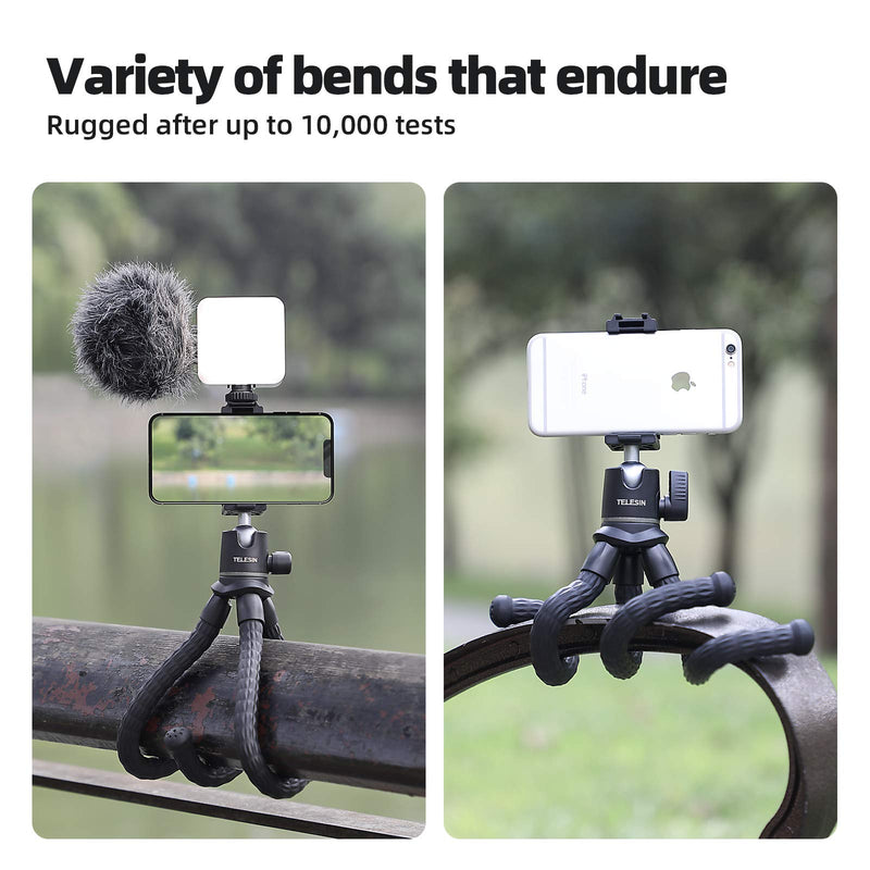  [AUSTRALIA] - Camera/Phone Flexible Tripod, with Phone Holder/Camera Mount Adapter/Extension Arm for iPhone Max Plus Samsung Canon Nikon Sony Video Vlogging Live Streaming Tripod A Bundle