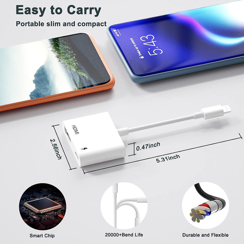  [AUSTRALIA] - Lightning to HDMI Adapter [Apple MFi Certified],iPhone to HDMI Adapter 1080P HD Digital AV Adapter Screen Connector Cable with Charging Port Lightning to HDMI for iPhone iPad to HDTV/Projector/Monitor White