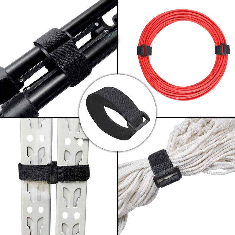  [AUSTRALIA] - 20 Pack Reusable Cinch Straps Fastening Cable Straps Nylon Hook and Loop Cinch Cable Ties Down Multipurpose Securing Straps Adjustable Tie Organizer to Keep Home Office from Tangled Cords (Black)