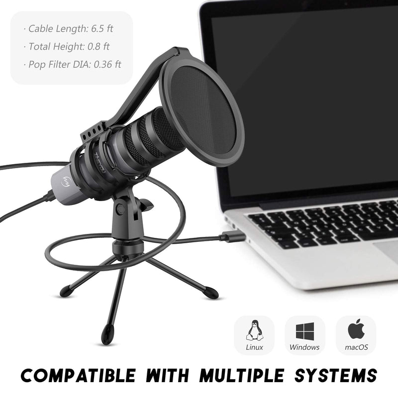  [AUSTRALIA] - ZINGYOU USB Microphone Computer Mic for Gaming Podcasting Recording Vocals Singing 192kHz/24Bit Compatible with Windows macOS Laptop Plug & Play, ZY-UD1 Gray