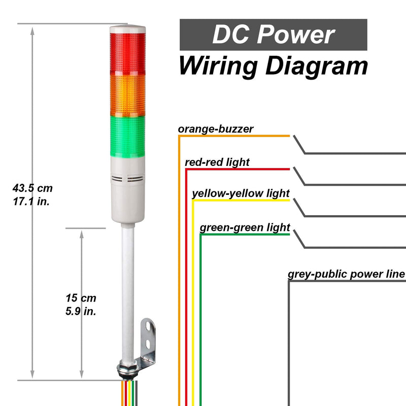  [AUSTRALIA] - LUBAN Tower Stack Lights, Industrial Warning Signal Lights Tower Lamps Column, Factory Workshop Safety RGB Signal Indicator, LED Andon Lights (12V, 3 Tiers, Without Sound) DC 12V 3-Layer