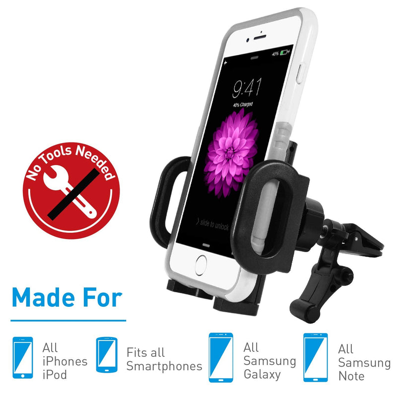  [AUSTRALIA] - Macally Car Vent Phone Mount, [Upgraded] Cell Phone Holder for Car - Air Vent Phone Mount for Car - Easy Vent Clip Cradle in Vehicle Compatible with All Apple iPhone Android Smartphone Cellphone