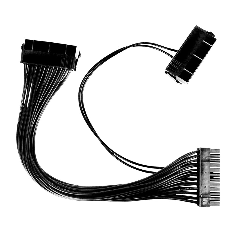  [AUSTRALIA] - Yeworth Dual PSU Power Supply 24Pin Adapter for ATX Motherboard, 24-Pin Chassis Power Interface Extension Cable Cord - 1ft/30cm