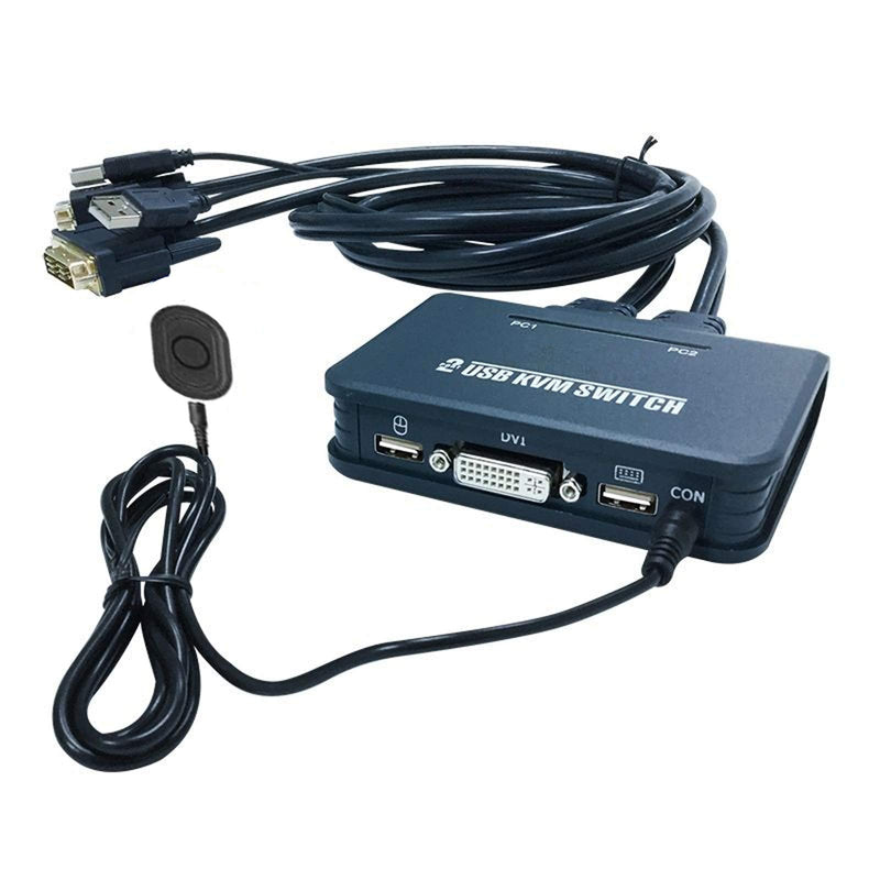  [AUSTRALIA] - 2 Port DVI KVM Switch with Cables,2 in 1 Out DVI KVM Switches 1 Set of Keyboard Video Mouse Control 2 Computers with (DVI+USB) Input Ports and 1 Monitor with DVI Ports
