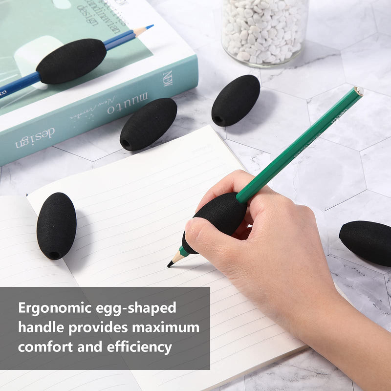  [AUSTRALIA] - Zonon Pencil Grips for Kids Adults Foam Egg Grips Pen Grips Cushioned Holders Writing Aid Trainer for Handwriting Drawing Preschool Supplies Right or Left Hand Use, 6 Pieces (Black) Black