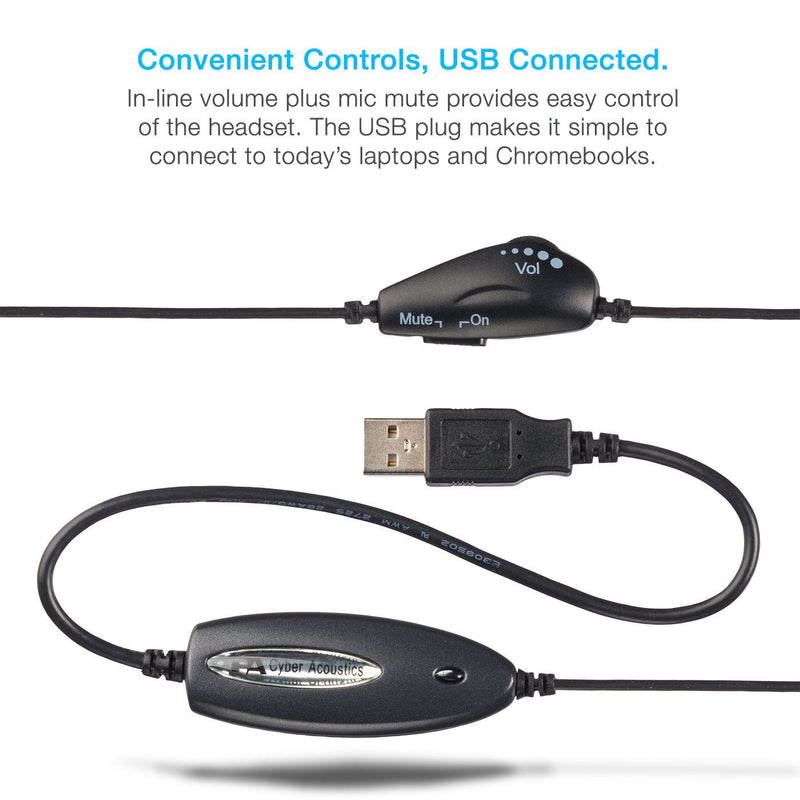  [AUSTRALIA] - Cyber Acoustics USB Mono AC-840 Headset, Headphone with microphone, Great for Education, Office and Call Centers (AC-840) Black