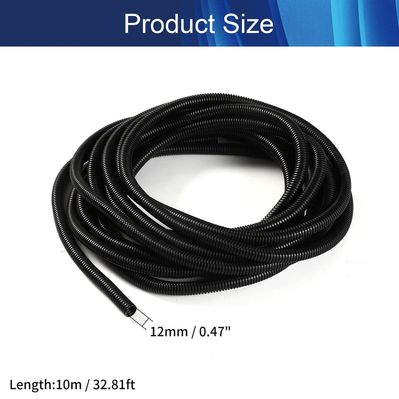  [AUSTRALIA] - Aicosineg Cable Sleeves 32.81ft 1/2 Inch Electrical Conduits Split Wire Loom Tubing Corrugated Tube Polyethylene Hose Cover for Home Outdoor Automotive Marine Wire Harness Wrap Black 1 PCS