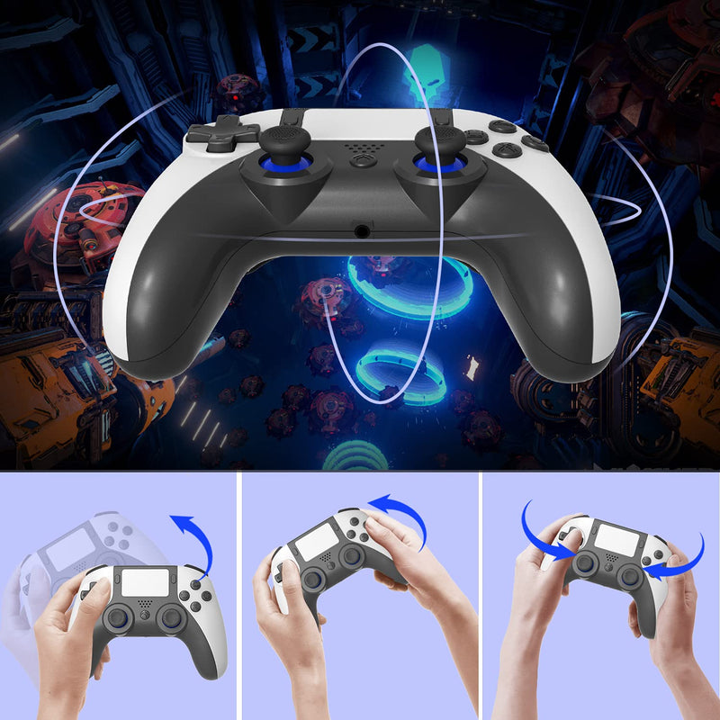  [AUSTRALIA] - IQIKU Replacement for PS4 Controller, Wireless Gamepad for Ps-4/Pro/Slim Control Joystick for PStation 4（Black+White)
