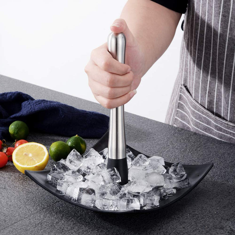  [AUSTRALIA] - SENHAI Stainless Steel Cocktail Muddler, Spiral Mixing Spoon & 4-Prong Bar Strainer, Home Bar Bartender's Muddling Tool Set