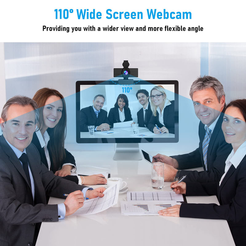  [AUSTRALIA] - Webcam with Microphone & Privacy Cover, 1080P HD Web Computer Camera, USB Plug and Play Laptop PC Desktop Camera, Works with Zoom, Skype, Teams, Video Conferencing/Recording/Streaming