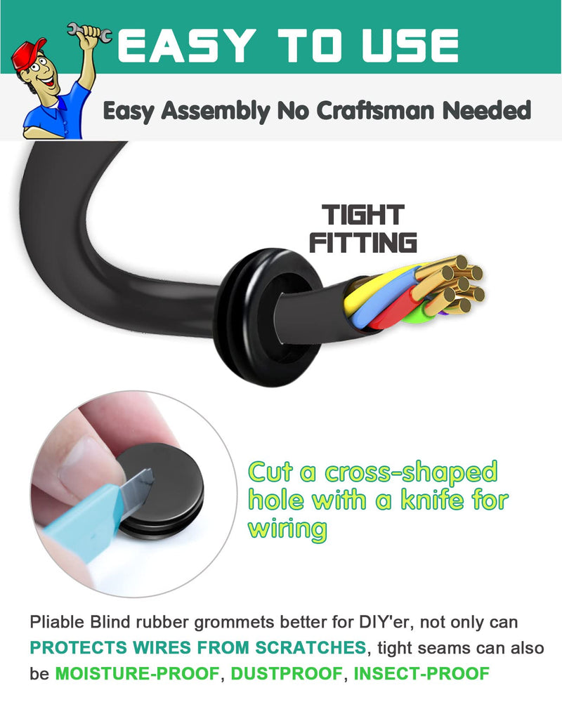  [AUSTRALIA] - Gysxrda Rubber Grommet Kit 200 Pack - 7 Sizes Firewall Rubber Hole Plugs Rubber Grommets for Wiring, Automotive, Home Improvement Cord Pipe Wire Organization (7/25, 3/8, 1/2, 5/8, 3/4, 7/8, 1 inch) B