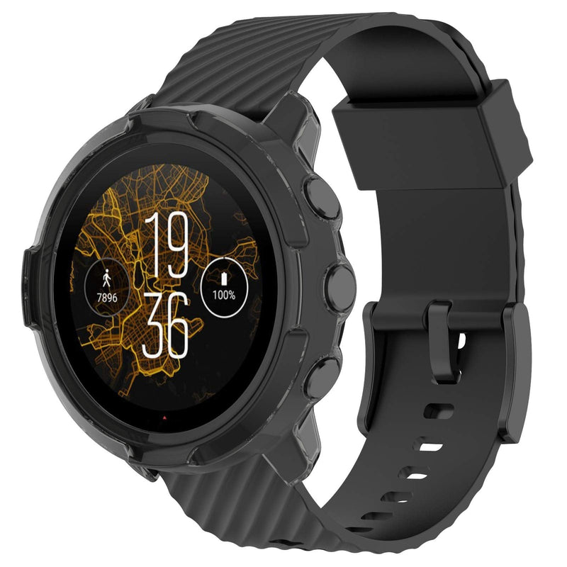  [AUSTRALIA] - Disscool Silicone Case for Suunto 7 GPS Sports Smart Watch, Soft Anti Drop Protective Skin for Suunto 7 GPS Sports Smart Watch (Black) Black