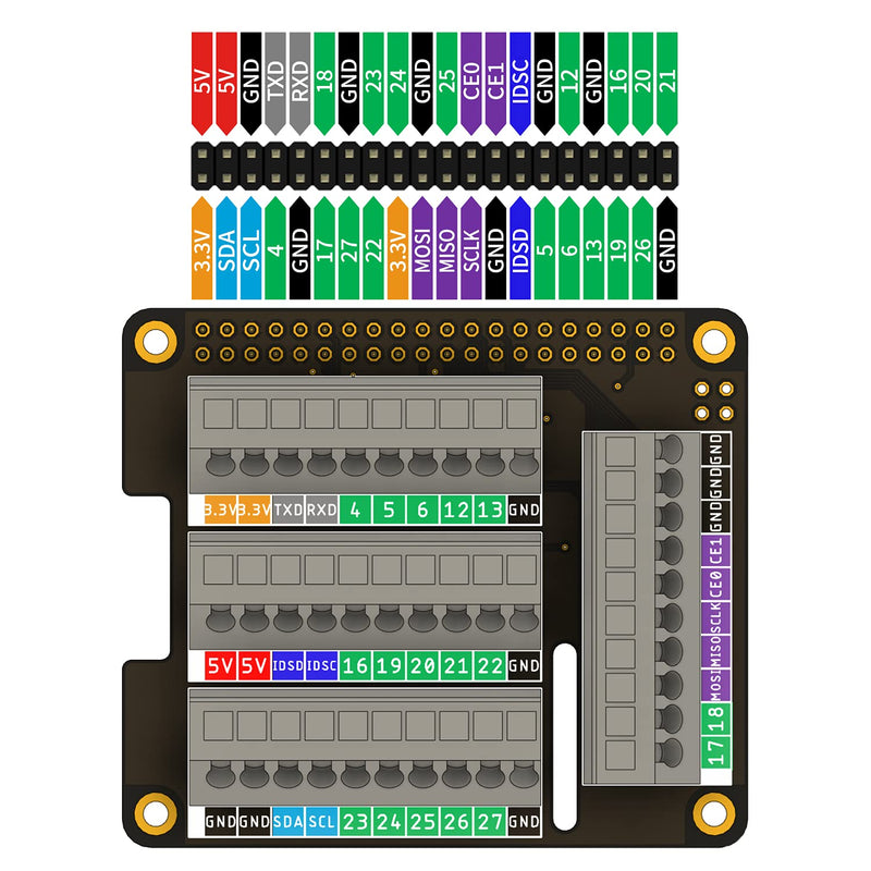  [AUSTRALIA] - ELECTROCOOKIE Raspberry Pi GPIO Terminal Block Breakout Module, Push-in Simple Spring Connector Expansion PCB Shield