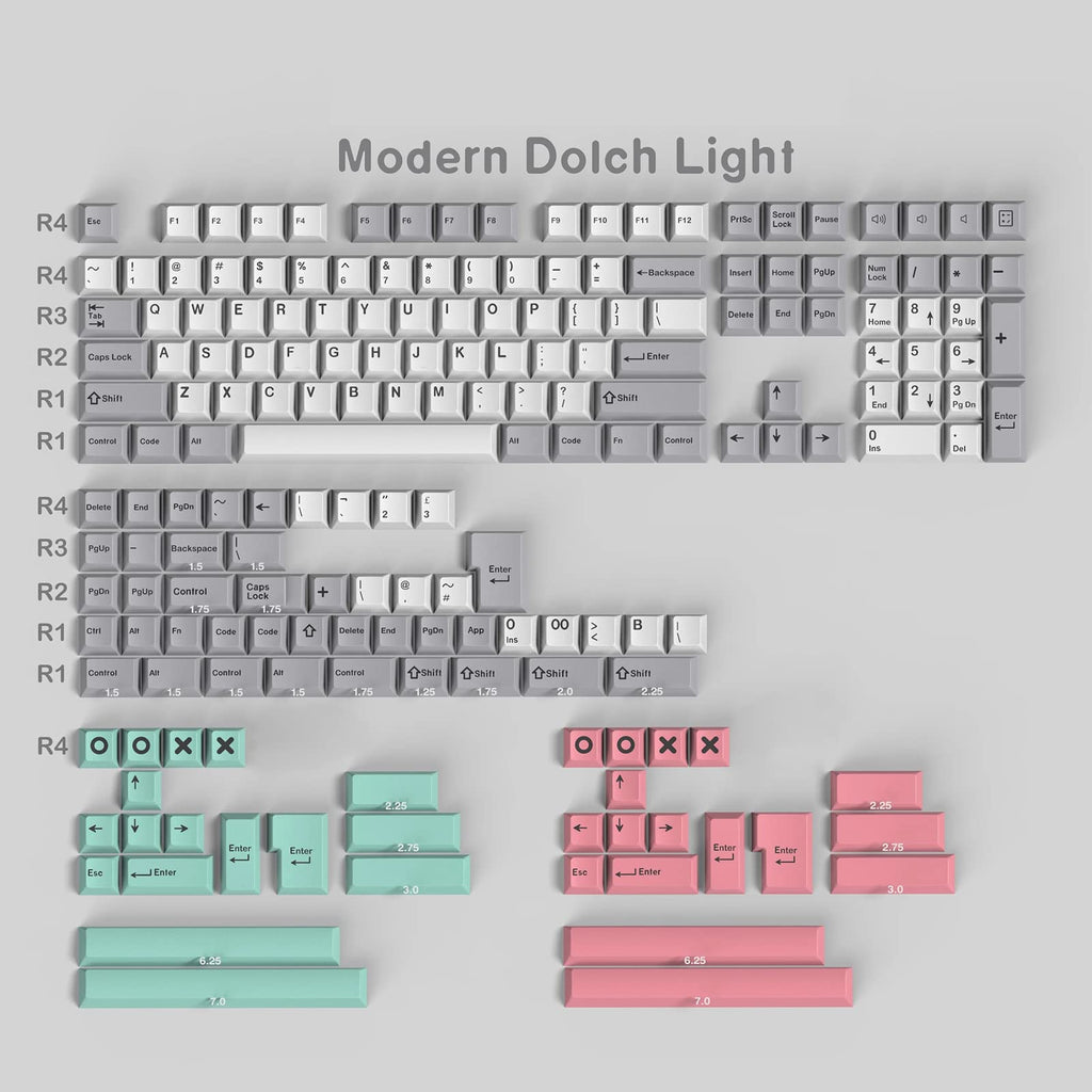  [AUSTRALIA] - 188 Keys Double Shot Keycaps Cherry Profile Modern Dolch Light Keycaps Fit for 60% 65% 95% Cherry Mx Switches Mechanical Keyboard