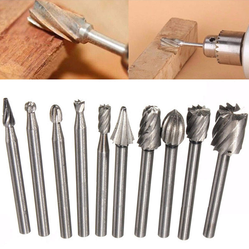 JWJAN 10Pcs Metal File Carbide Rotary Files for Woodworking Carving Drilling DIY (Silver) 2-Silver - LeoForward Australia