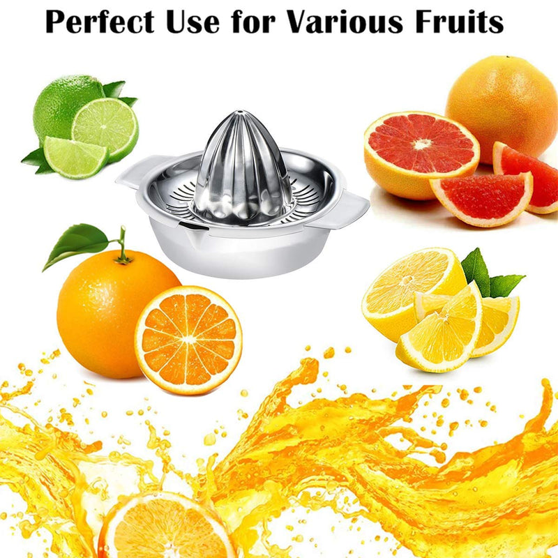  [AUSTRALIA] - Citrus Lemon Orange Grapefruit Juicer Manual Stainless Steel 304 Anti-Rust Metal Hand Press Fruit Squeezer with Juice Strainer and 12 OZ Bowl with 2 Spouts, Dishwasher Safe, Easy to Clean, Heavy Duty