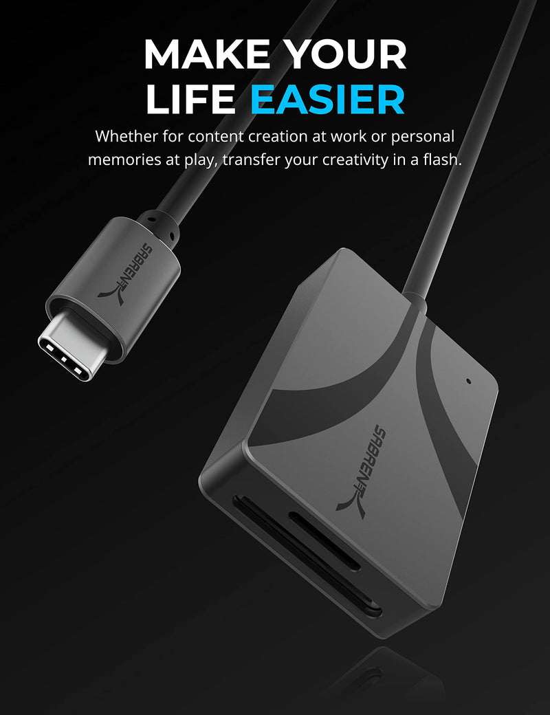  [AUSTRALIA] - SABRENT USB Type-C Card Reader, Dual-Slot UHS-II SDXC and microSDXC SD 4.0 (CR-CSDM) SD CARD Reader Type C