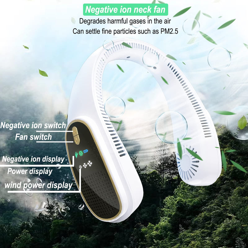  [AUSTRALIA] - Portable Neck Fan，4000mAh USB Rechargeable Personal Fan,3 Speeds 83 Air Outlet 360° Cooling Wearable Fan，Hand-free Neck Fan with Led screen for Women, Men, Office, Travel, Outdoor