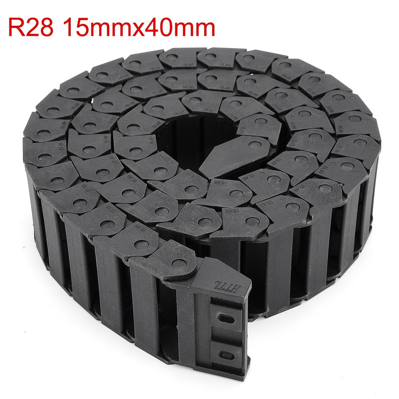  [AUSTRALIA] - uxcell R28 15mm x 40mm (InnerHInnerW) Black Plastic Wire Carrier Cable Drag Chain 1M Length for CNC