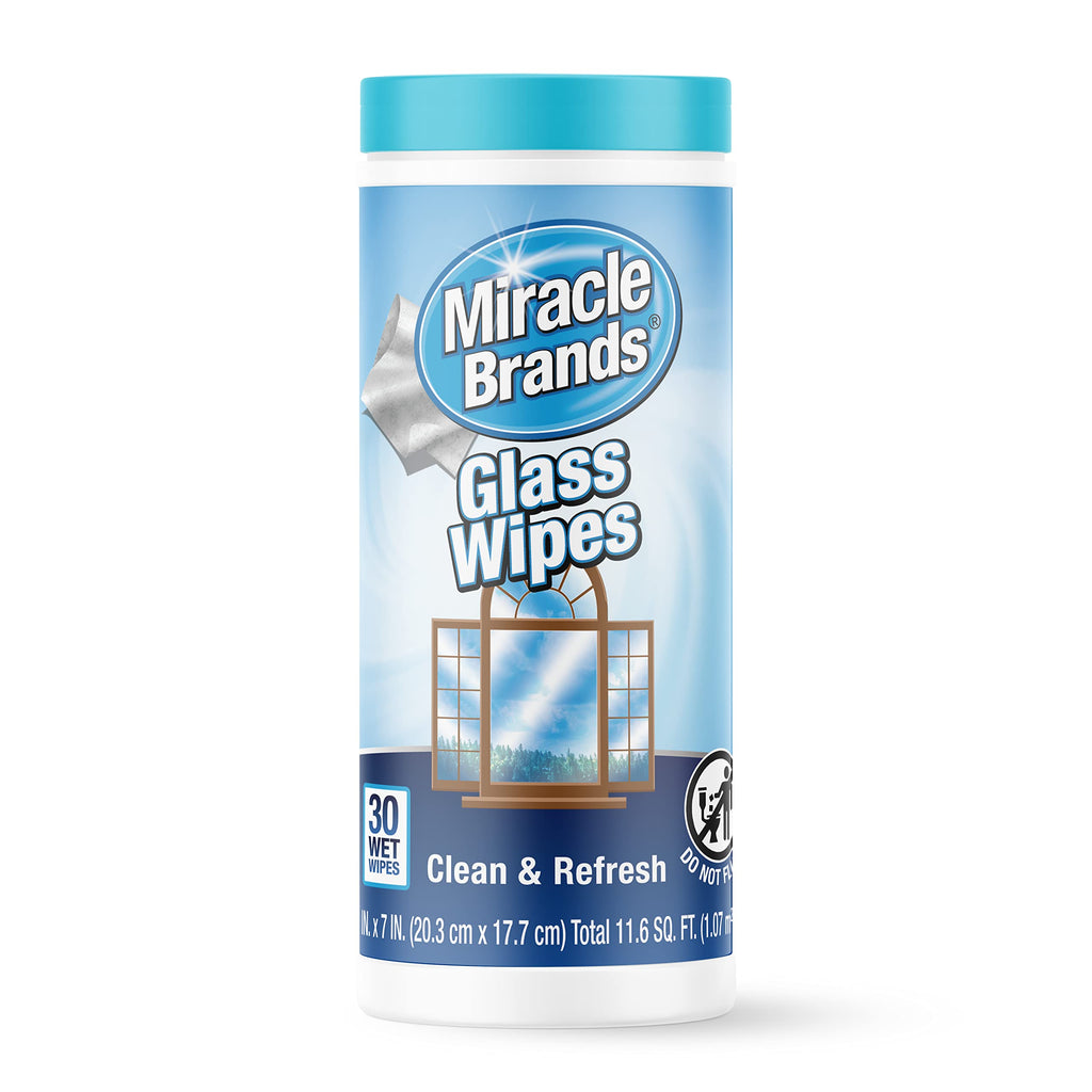  [AUSTRALIA] - MiracleWipes for Glass, Disposable and Streak Free Cleaning Wipes for Mirrors, Windows, Kitchen, Home, and Auto- 30 Count 30 Count (Pack of 1)