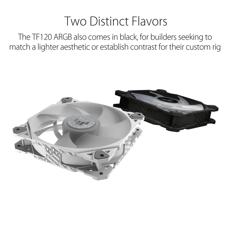  [AUSTRALIA] - ASUS TUF Gaming TF120 ARGB White Edition Chassis Fan 3-Pin Customizable LEDs Blade, Advanced Fluid Dynamic Bearing