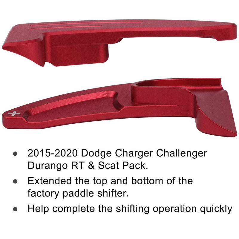  [AUSTRALIA] - Camoo 2 pcs Steering Wheel Shift Paddle Shifter Transfer Extension For 2015-2020 Dodge Charger Challenger Durango RT & Scat Pack (Red)