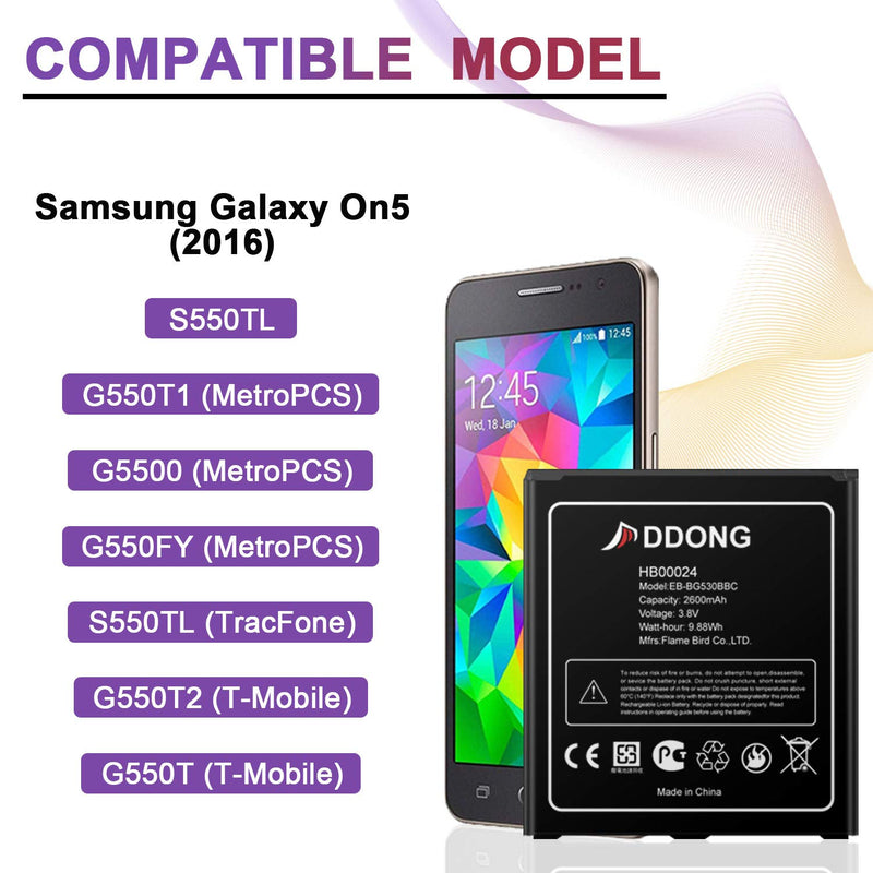 for T-Mobile Samsung Galaxy on5 SM-G550T Replacement Battery EB-BG530BBE EB-BG530BBC - LeoForward Australia