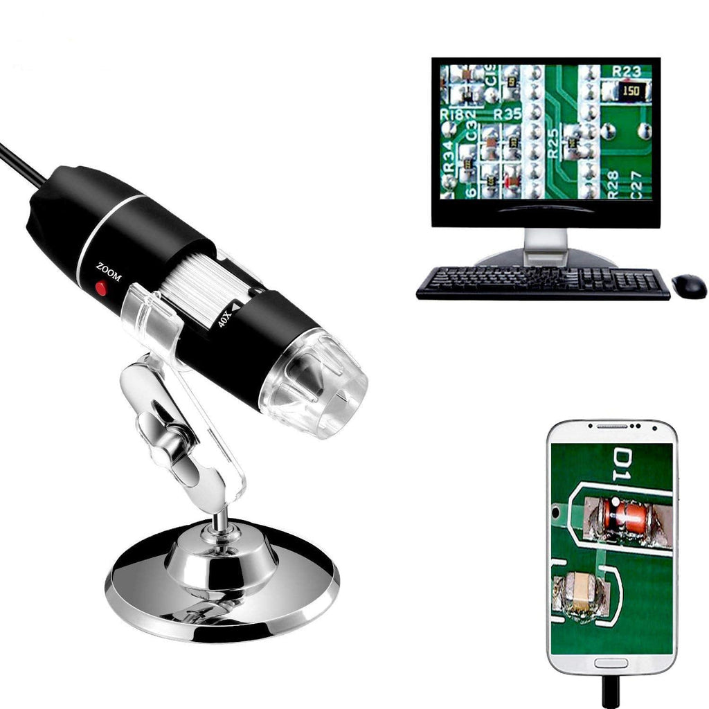  [AUSTRALIA] - Jiusion 40-1000x magnification endoscope, 8 LED USB 2.0 digital microscope, mini camera with OTG adapter and metal stand function, compatible with Mac Windows 7 8 10 11 Android Linux