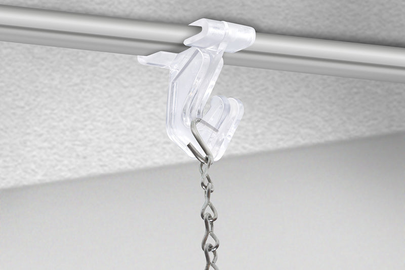Pack of 100 - Crystal Clear Hinged Polycarbonate Ceiling Hooks for Drop-Ceiling T-Bars, Holds up to 15 lbs. 1"W x 1 ½"H - LeoForward Australia