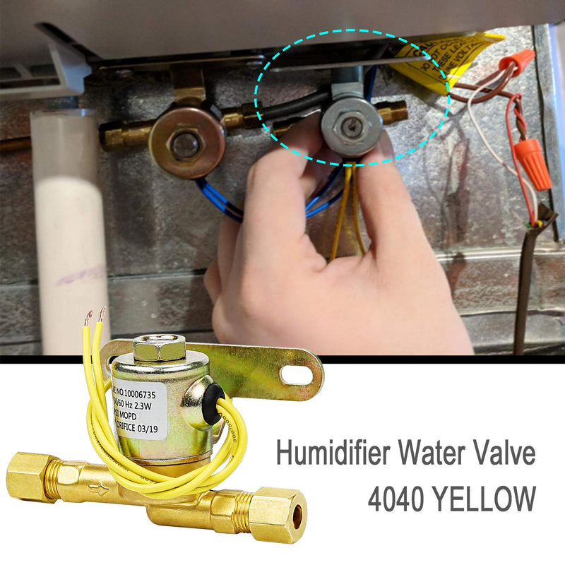  [AUSTRALIA] - Humidifier Water Solenoid Valve 4040 for Aprilaire Whole House Humidifier 400 400M 500 500M 600 600M 558 550A 550 568 560A 700M 768 760A 760| 24 Volts | 2.3 Watts | 60 HZ-Yellow