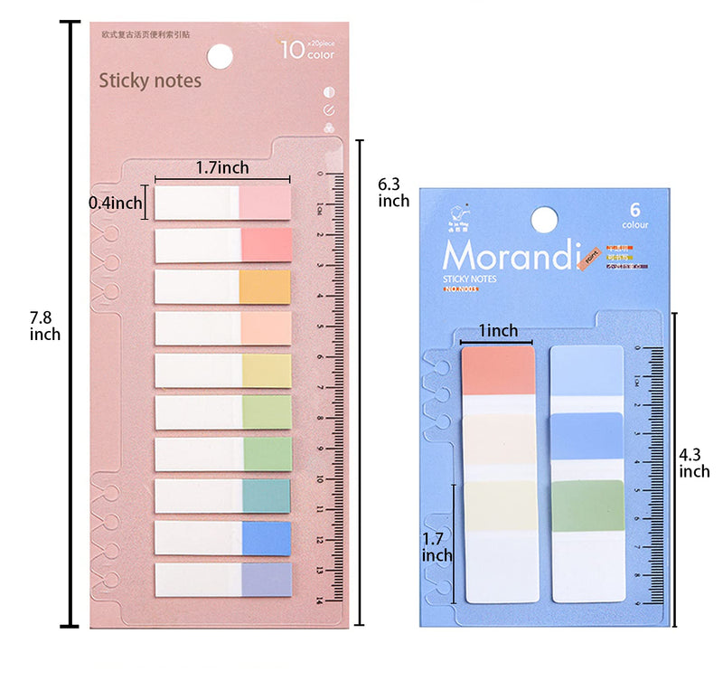  [AUSTRALIA] - 8 Pack 1460 Pieces Sticky Index Tabs, Page Markers Sticky Notes Translucent Writable and Repositionable File Tabs with Ruler for Page Marking Classify F