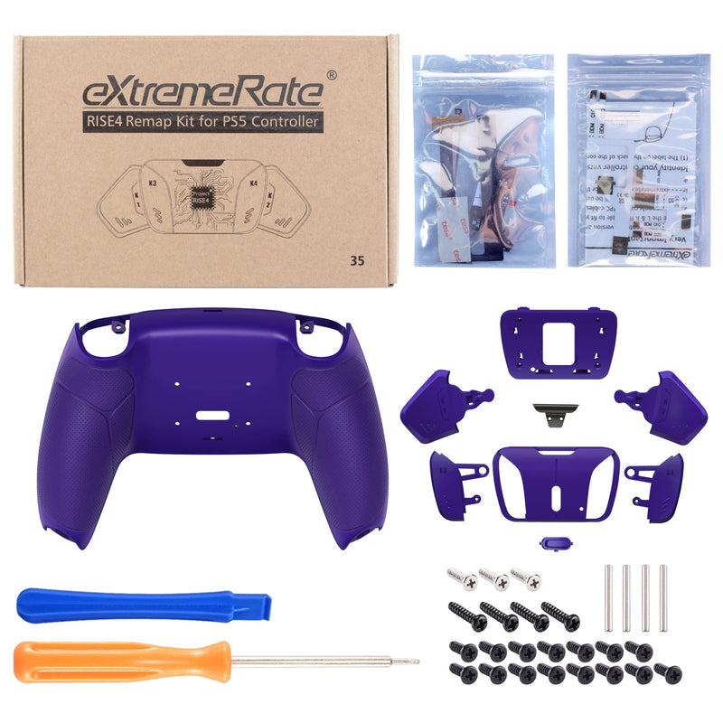  [AUSTRALIA] - eXtremeRate Galactic Purple Rubberized Grip Programable RISE4 Remap Kit for PS5 Controller BDM 010 & BDM 020, Upgrade Board & Redesigned Back Shell & 4 Back Buttons for PS5 Controller Gripy Galactic Purple