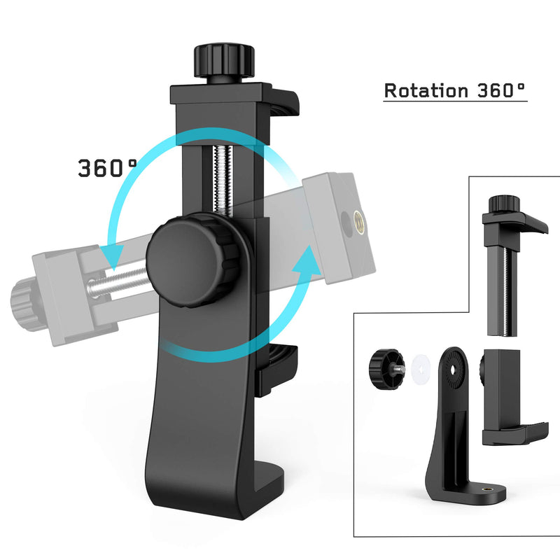  [AUSTRALIA] - Universal Phone Tripod Mount Adapter with Ｗireless Camera Remote , Cell Phone Holder with Adjustable Clamp for Selfie Stick Monopod Compatible with iPhone, Samsung and so on , Wrist Strap Included
