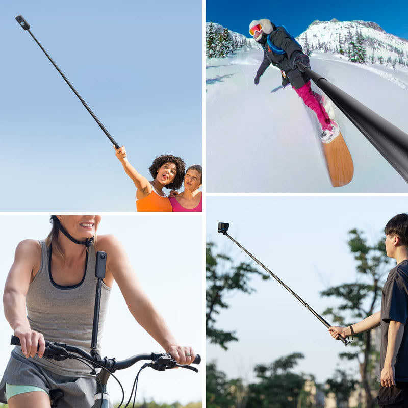  [AUSTRALIA] - 47.64" Action Cameras Selfie Stick Extendable for Insta360 Sports Camera, Selfie Vlogging Invisible Extension Pole 47.64 inch Length