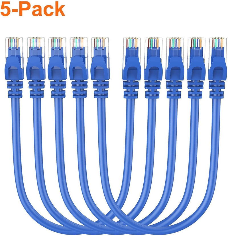  [AUSTRALIA] - Cat 6 Ethernet Cable 5 Pack 1ft, CableCreation Internet Network Cords Patch LAN Cable, 23 AWG High Speed RJ45 Wire for Router, Modem, Computer, Faster Than Cat 5e/5, 1 ft, Blue [5-PACK] 1 FT