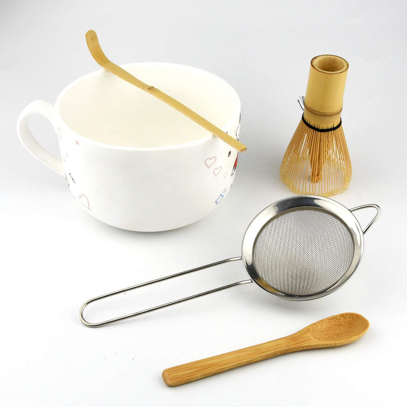  [AUSTRALIA] - Bskifnn 4PC Japanese Matcha Tea Whisk Set - Matcha Whisk,Tea Spoon,Traditional Scoop, Tea Strainer Perfect Set to Beginners