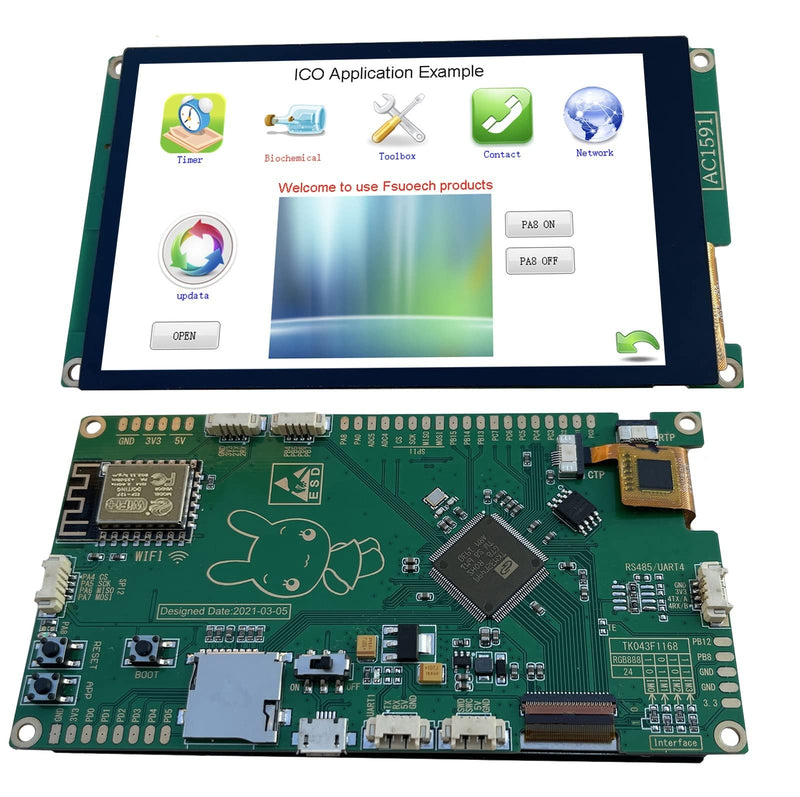  [AUSTRALIA] - 4.3 Inch HMI TFT LCD Display Development Board iot with Display 800x480 IPS Capacitive Touchscreen ESP WiFi Internet of Things Intelligent Display TKM32F499 Capacitive Touch