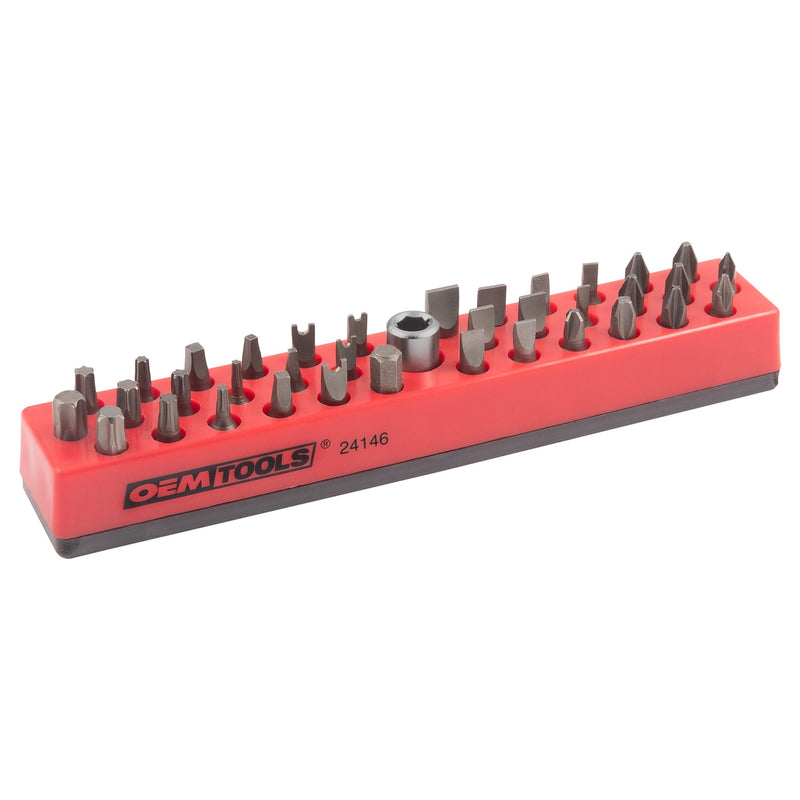  [AUSTRALIA] - OEMTOOLS 24146 36 Piece Magnetic Hex Bit Holder, Hex Bit Organizers, Strong Magnetic Organizer Mounts to Metal Surfaces, Non-Marring Hex Bit Storage, Red
