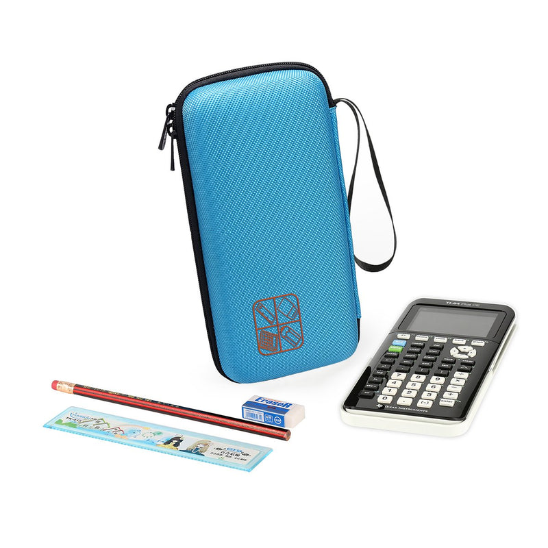  [AUSTRALIA] - BOVKE Hard Graphing Calculator Carrying Case Replacement for Texas Instruments TI-84 Plus CE/TI-83 Plus CE/Casio fx-9750GII, Extra Pocket for USB Cables, Manual, Pencil, Ruler and Other Items, Blue Blue_Hard EVA