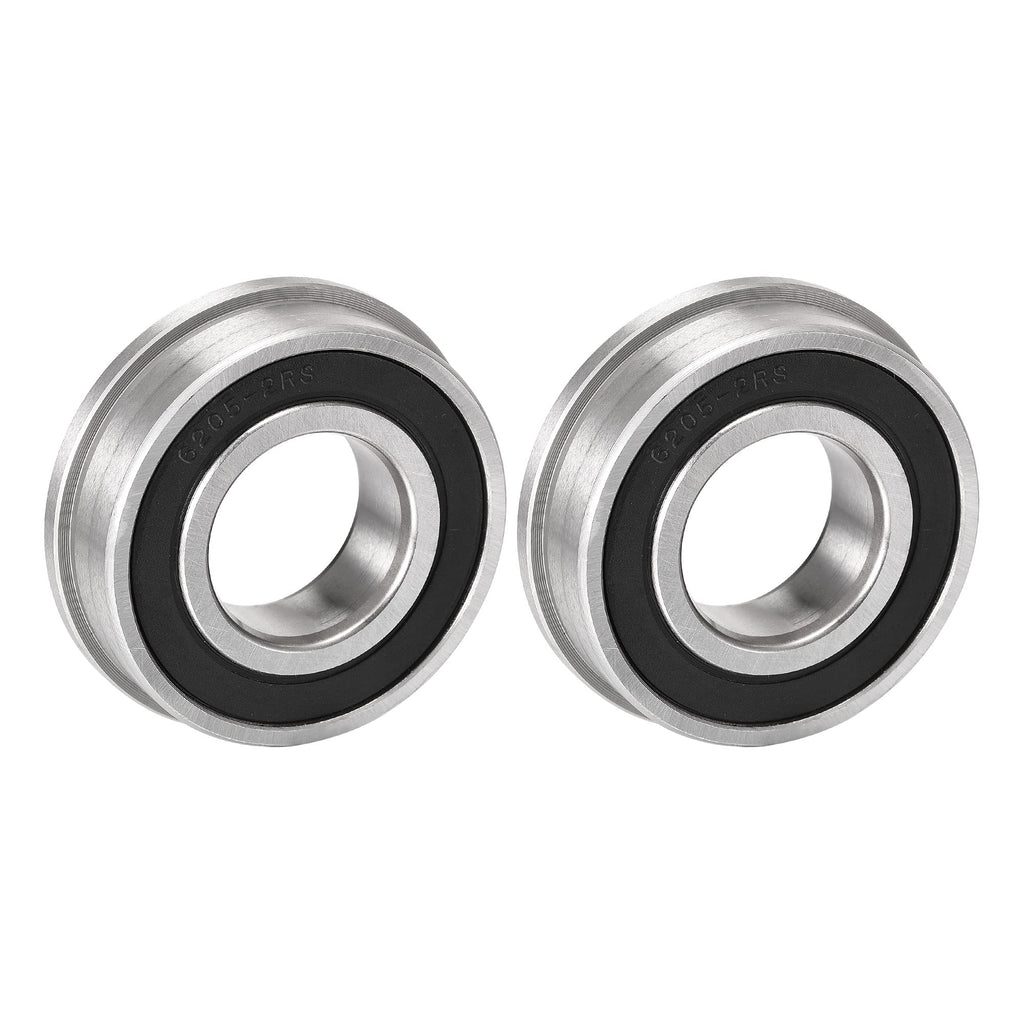  [AUSTRALIA] - uxcell F6205-2RS Flanged Ball Bearing 25x52x15mm Double Sealed Chrome Steel Bearings 2pcs