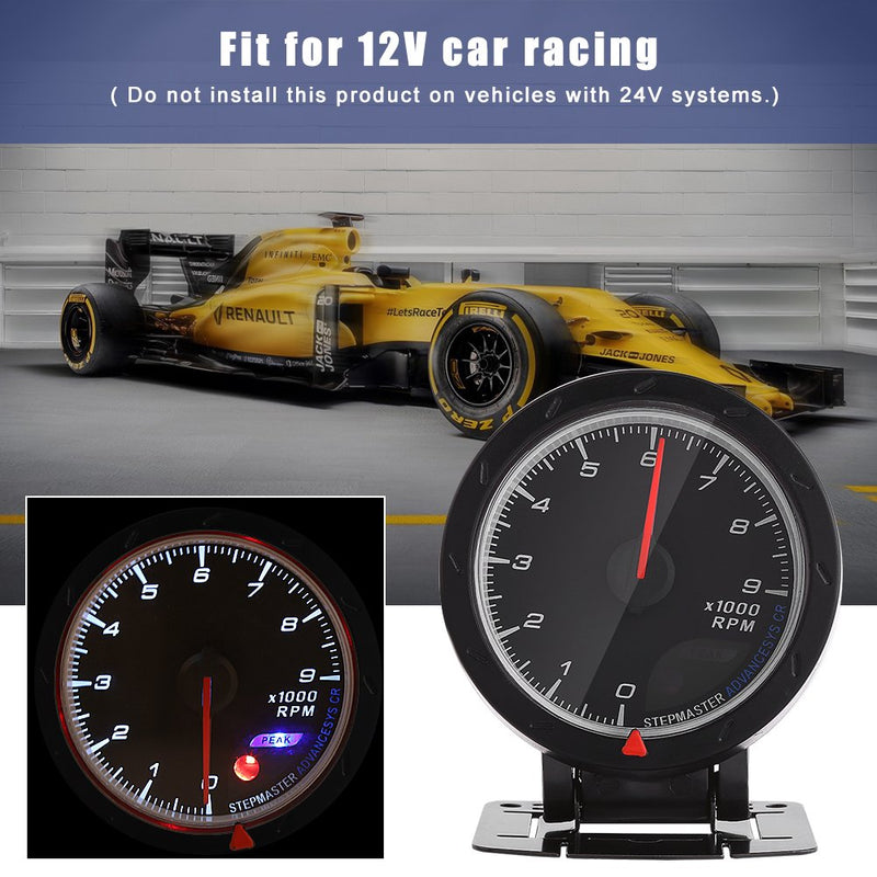  [AUSTRALIA] - Qiilu Universal 12V 9000 RPM Shift Tachometer Gauge with LED Backlight For Auto Racing Car