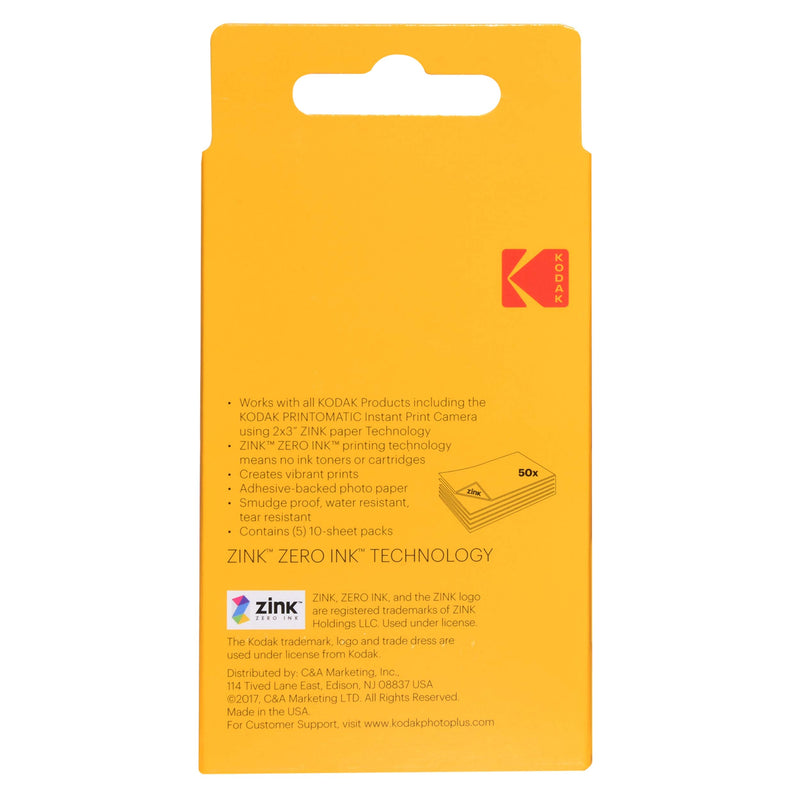 Kodak 2"x3" Premium Zink Photo Paper (50 Sheets) Compatible with Kodak Smile, Kodak Step, PRINTOMATIC 50 Pack Print Photo Paper - LeoForward Australia