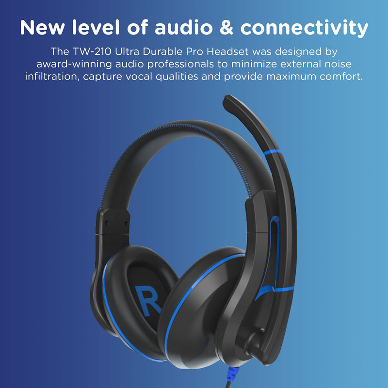  [AUSTRALIA] - ThinkWrite Technologies Ultra Durable Pro, TW210 (2nd Gen) | Premium Over-Ear Headset with Noise Reducing Microphone (3.5mm Jack) 3.5mm Jack