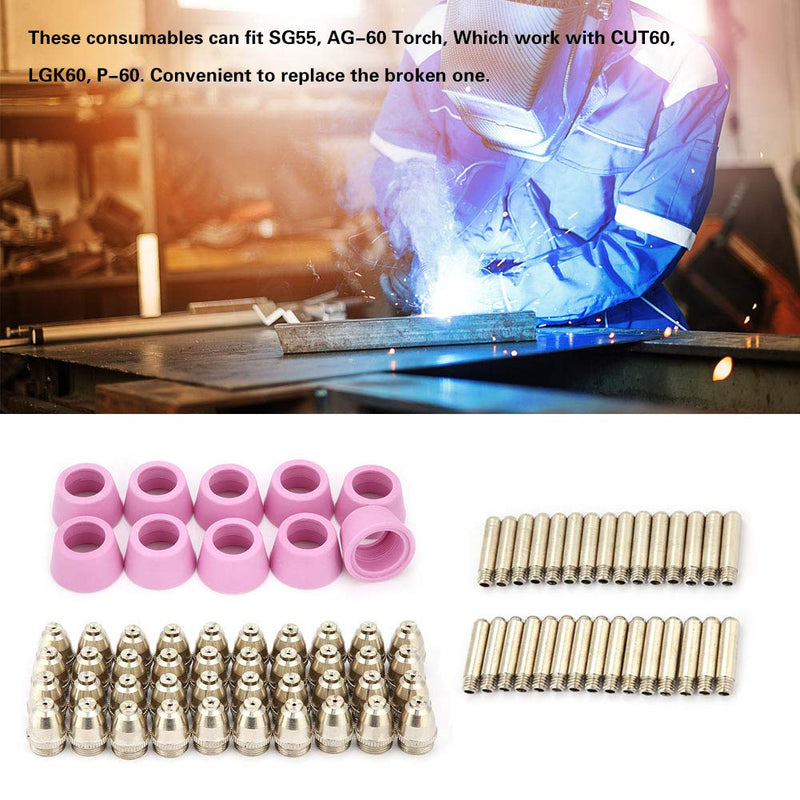  [AUSTRALIA] - Plasma Cutting Torch, AG60 Plasma Cutter Nozzles SG55 Plasma Cutter Nozzles 80pcs Consumables Electrode Nozzles Cups Kit
