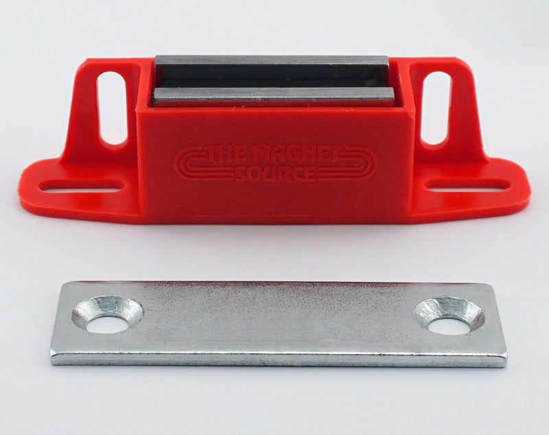 Master Magnetics 07502X2 Magnet Catch, Universal Latch with Strike-Plate, 2-Way Mounting Red, 4.25" Length, 0.938" Width, 1.125" Height, 50 Pounds (Pack of 2) - LeoForward Australia