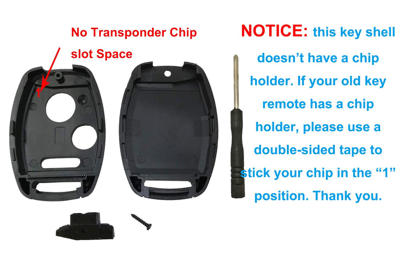  [AUSTRALIA] - Key Fob Shell Case Fit for Honda 2010-2011 Accord Crosstour 2006-2011 Civic 2007 2010 2011 2013 CR-V 2011-2015 CR-Z 2009-2013 Fit 2011-2014 Odyssey 3 Buttons Car Key Fob Cover Shell Only Casing