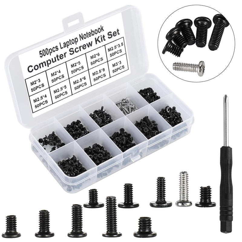  [AUSTRALIA] - HanTof 500pcs M2 M2.5 M3 Laptop Notebook Computer Screw Kit Set with Screwdriver for IBM HP Dell Lenovo Samsung Sony Toshiba Gateway Acer